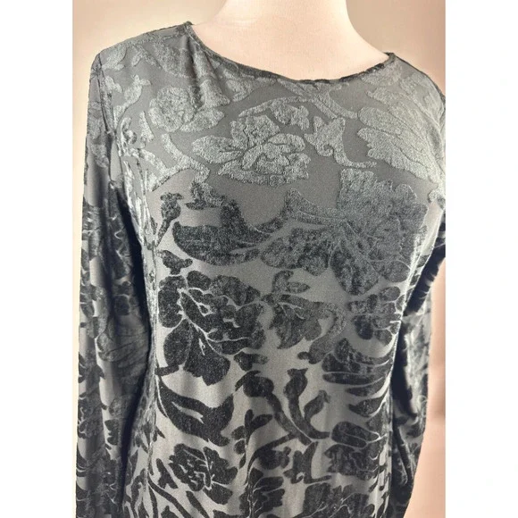 Sundance Bella Grace Floral Velvet Burnout Top Black Long Sleeve Women's Size XL - Picture 7 of 16